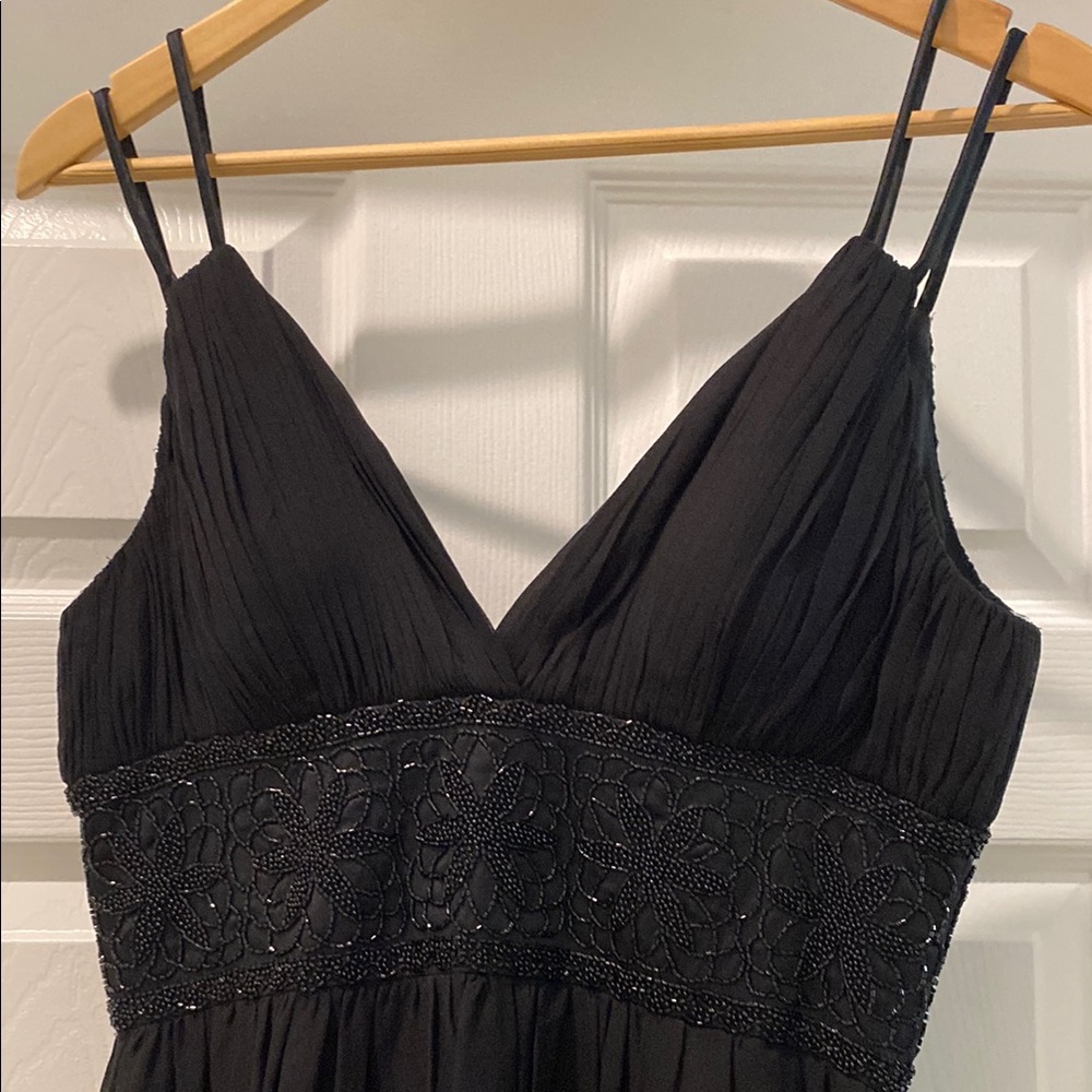 OC OC : Black Silk Maxi Silk Dress with beaded waist